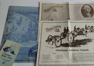 Shrimp Factory menu  2 Chatham Artillery placemats with postcard.