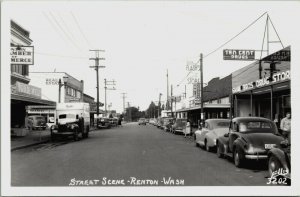 RPPC Street View Renton Washington Real Photo Postcard Dime Store Work Truck Car