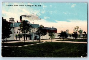 Michigan City Indiana Postcard Indiana State Prison Exterior View Building 1912