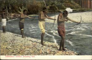 Talamanca Native Indians Shoot Fish Bow & Arrows Costa Rica c1910 Postcard