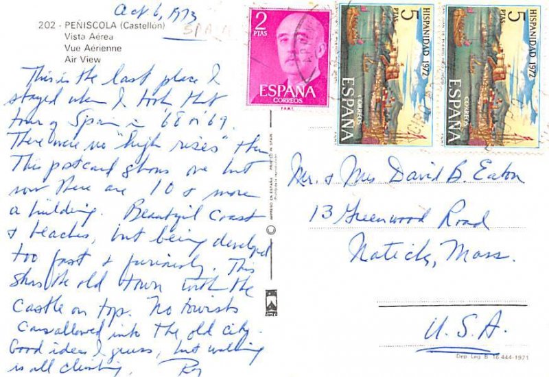 Vista Aerea Peniscola Spain 1973 