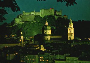 Vintage Postcard 1981 Salzburg bei Nacht Salzburg City by Night Austria