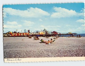 Postcard Relaxing on the Beach, Atlantic City, New Jersey