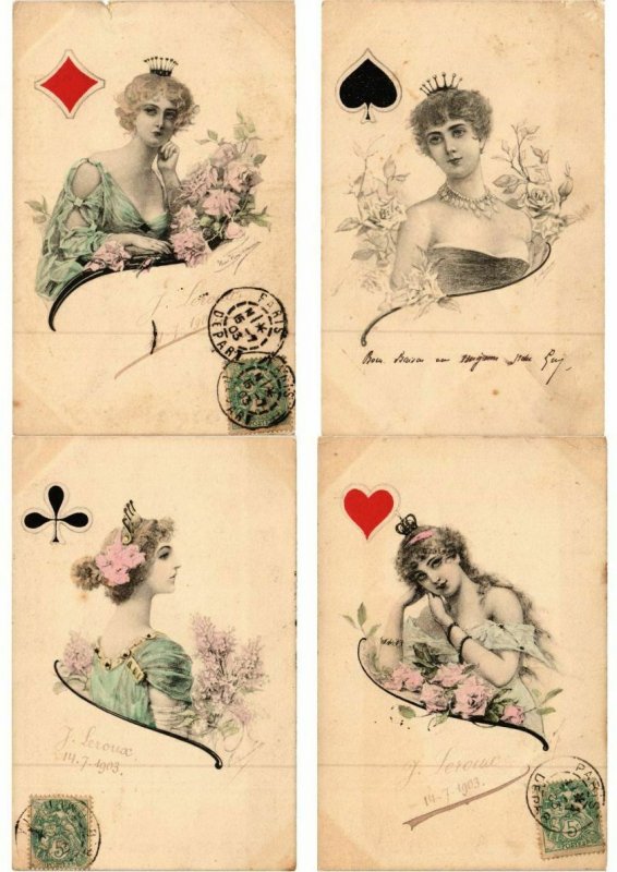 CARD GAMES JEUX DE CARTES PLAYING CARDS GLAMOUR 13 CPA  (L2596)