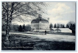 c1905 The Conservatory Druid Hill Park Building Man Baltimore Maryland Postcard