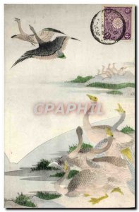 Old Postcard Japan Nippon birds geese