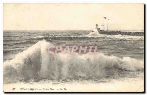 Old Postcard Dunkirk Big Sea