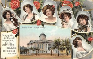 GUTHRIE BELLES Carnegie Library Oklahoma Pretty Women Roses c1910s Vintage