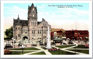 The Plaza And Anderson County Courthouse Anderson South Carolina SC Postcard