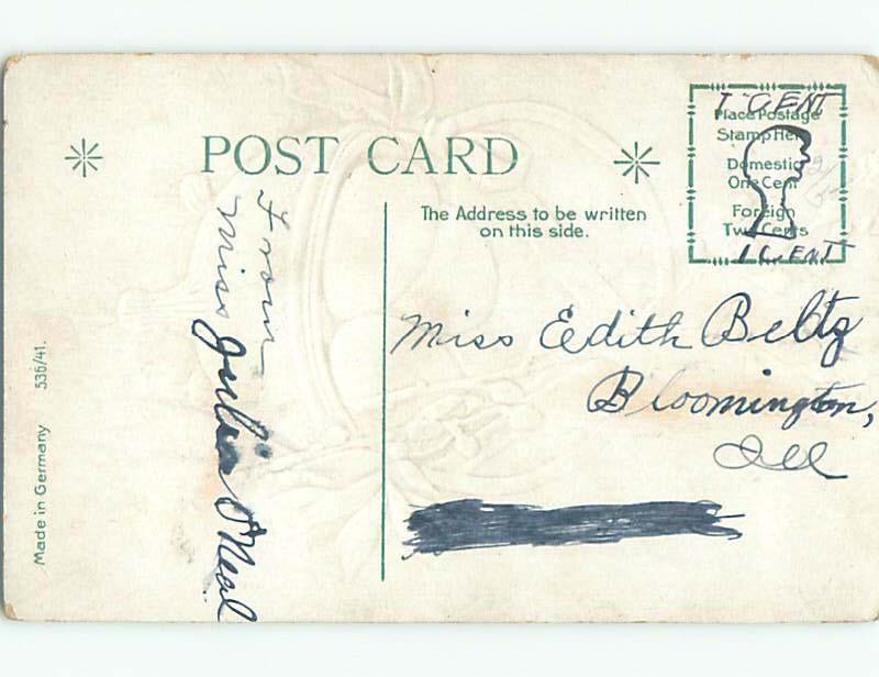 Pre-Linen easter COLORED EGGS IN ANTIQUE CERAMIC BASKET WITH RIBBON k2685