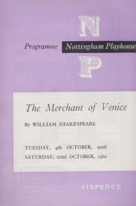 The Merchant Of Venice Shakespeare Nottingham Playhouse Theatre Programme