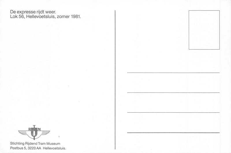 Netherlands Stichting Rijdend Tram Museum Steam Train vintage postcard