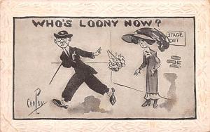 Artist Signed Damaged Crosby, Who's Loony Now 1914 light crease left bottom c...