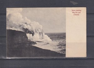 SAMOA, SAVAII, LAVA RUNNING INTO THE SEA, c1910 ppc., unused.