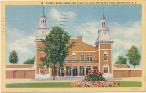 Public Bath House at Lake Ontario Beach Park Rochester New York pm 1942 - Linen