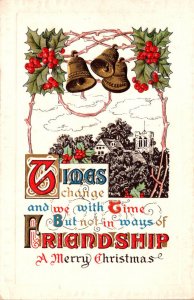 Christmas With Gold Bells and Holly