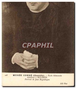 Old Postcard Musee Conde Chantilly German School Assigns Holbein's Portrait o...