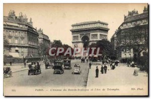 Postcard Old Paris Avenue du Bois Boulogne and Arc de Triomphe