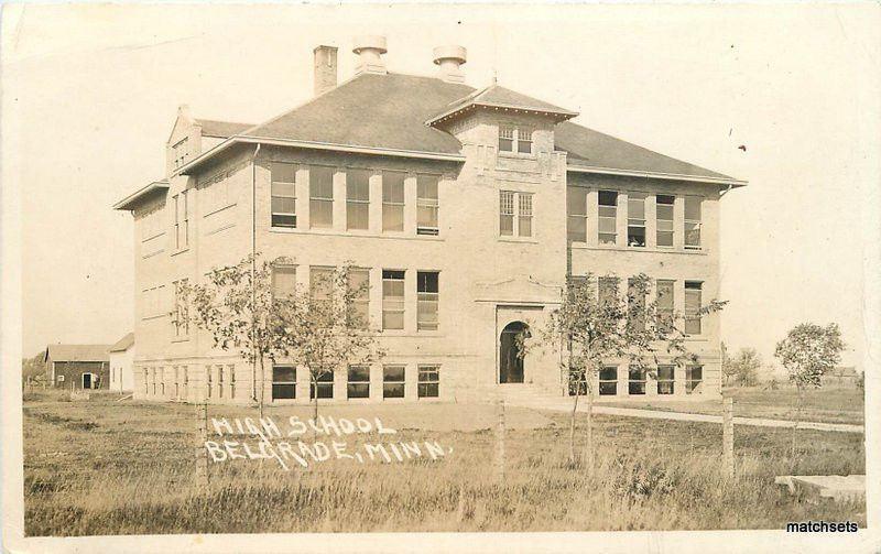 1910 High School Belgrade Minnesota RPPC Real photo postcard 8959 