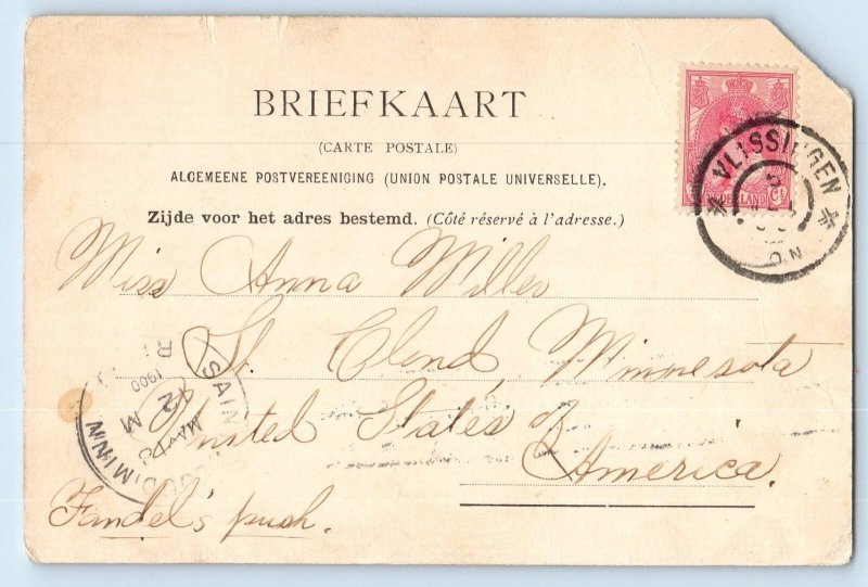 Vlissingen Netherlands Postcard S.S. Kensington Before Departure 1900