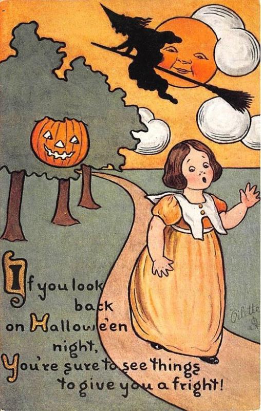 Raphael Tuck Witch J-O-L Halloween Poem Rare Postcard