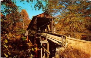 Historic Old Covered Bridge Chapmans Keowee River SC South Carolina Postcard UNP
