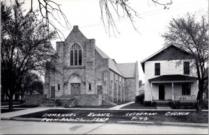 Real Photo Postcard Immanuel Evangelical Lutheran Church in Rock Rapids, Iowa