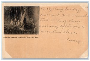 c1905 Camping Scene On Sebec Lake Near Lake Hotel Tourist Maine Posted Postcard