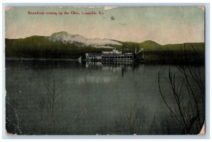 1912 Steamboat Coming Up The Ohio Passenger Ship Louisville Kentucky KY Postcard