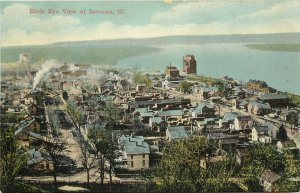 Vintage Postcard; Birdseye View of Savannah IL Carroll County, Wheelock