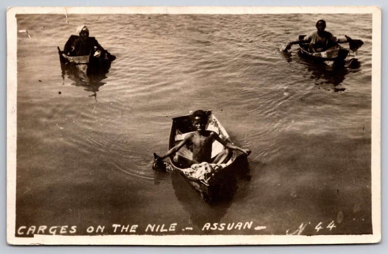 RPPC Boats on the Nile Aswan Egypt 1944 Postcard K11