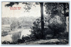 1910 Horse-Shoe Bend River Lake Grove View Monticello Indiana Antique Postcard