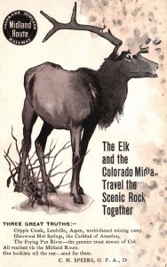 Vintage Postcard The Elk & Colorado Midlands Travel the Scenic Rock Together