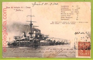 af7692 - Italy - VINTAGE POSTCARD Postcards - 1903 - SHIP Sicilia NAVI-