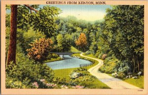 Scenic View, Greetings From Kenyon MN Vintage Postcard L76