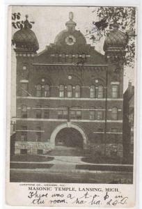 Masonic Temple Lansing Michigan 1907 postcard