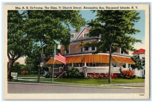 c1940 Young Elms Church Street Alexandria Bay Thousand Islands New York Postcard