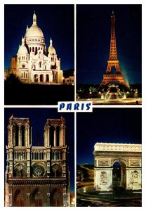 Postcard France Paris -   multiview at night