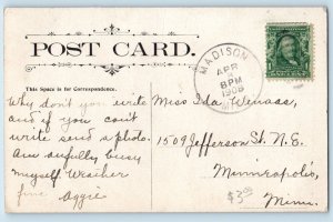 Madison Minnesota MN Postcard Carnegie Library Exterior Building c1908 Vintage