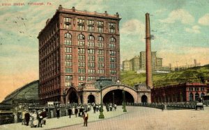 Circa 1910 Union Train Station Pittsburgh Railroad Vintage Postcard F24 