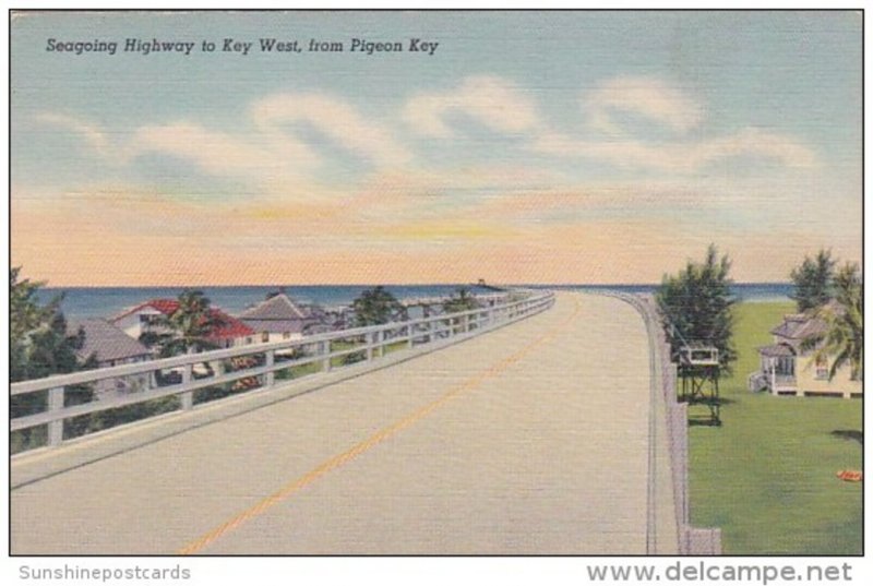 Seagoing Highway To Key West From Pigeon Key Florida Curteich