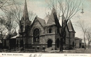Vintage Postcard 1911 M.E. Church Grinneil Iowa Stone Building