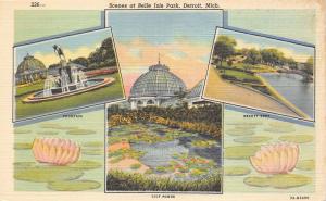 Detroit Michigan~Belle Isle Park Views-Fountain-Lily Ponds-Beauty Spot~1937 Pc