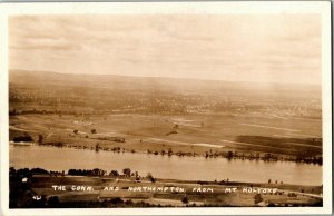 RPPC Connecticut River and Northampton MA from Mt Holyoke Vintage Postcard I26