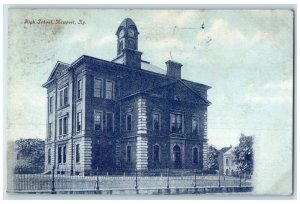 1911 High School Campus Building Clock Tower Newport Kentucky Antique Postcard