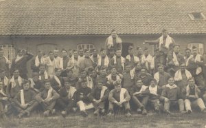 Belgian Army World War 1 Group After Working Out RPPC  06.25