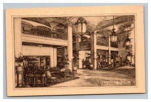 Vintage 1920's Advertising Postcard The Lobby Hotel Statler Detroit Michigan