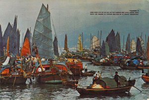 Hongkong,, Fishing Boats, Castle Peak Bay, Continental Size, Old Post Card