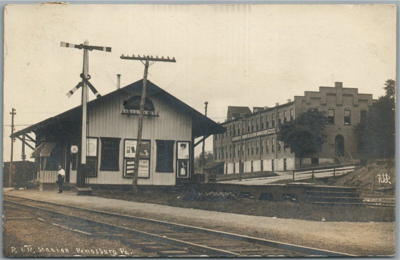 PENNSBORO PA RAILROAD STATION RAILWAY DEPOT ANTIQUE REAL PHOTO POSTCARD RPPC