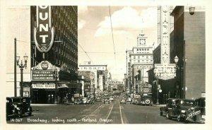 Autos Broadway Marquee 1930s Theatre Marquee RPPC Portland Oregon Postcard 7531 